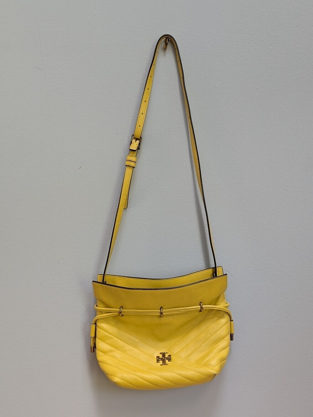 Tory Burch Kira Chevron Yellow Mini Bucket Bag - Flaws